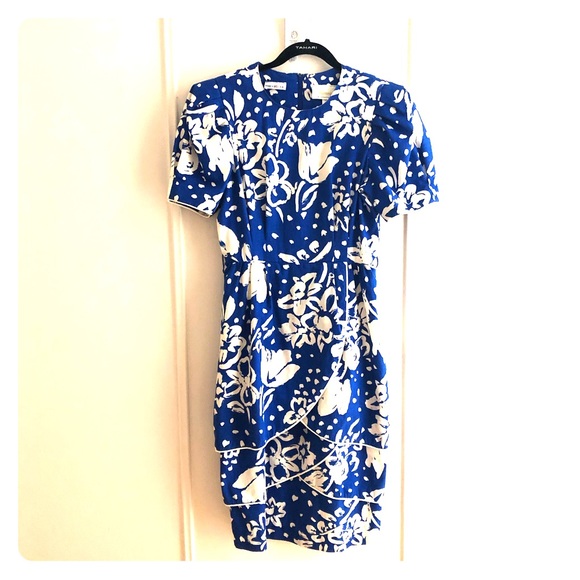 VINTAGE 40’s/50’s/60’s/70’s/80’s dress, blue&white - Picture 1 of 16